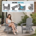 thumbnail image 5 of JONPONY Folding Adirondack Chair - HDPE All-Weather Outdoor Chairs, Patio Chairs Outdoor Wood Like Adirondack Chair for Backyard, Camping, Pool & Fire Pit,Grey, 5 of 10