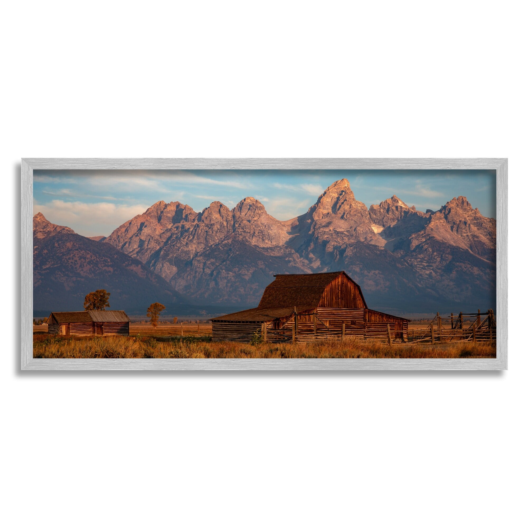 Stupell Industries Quaint Red Barn Detailed Mountainous Farm Landscape Framed Wall Art, 24 x 10, Design by Daniel Sproul