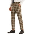thumbnail image 4 of Lars Amadeus Plaid Pattern Pants for Men's Slim Fit Flat Front Work Office Checked Trousers, 4 of 4