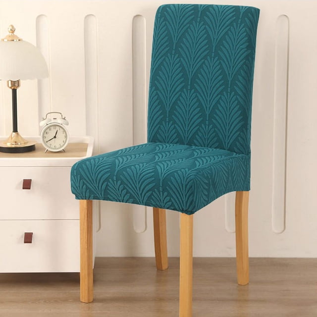 Leaf Pattern Dining Chair Cover, Elastic Polyester Seat Slipcover for Home and Hotel Decor