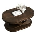thumbnail image 4 of Hassch American Style Coffee Table, 2-Tier Oval Wooden Center Table with X-Shaped Base & Rounded Corners, 44"L x 28"W x 17"H, Espresso, 4 of 8