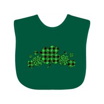 Inktastic St. Patrick's Day Clovers in Plaid Boys or Girls Baby Bib