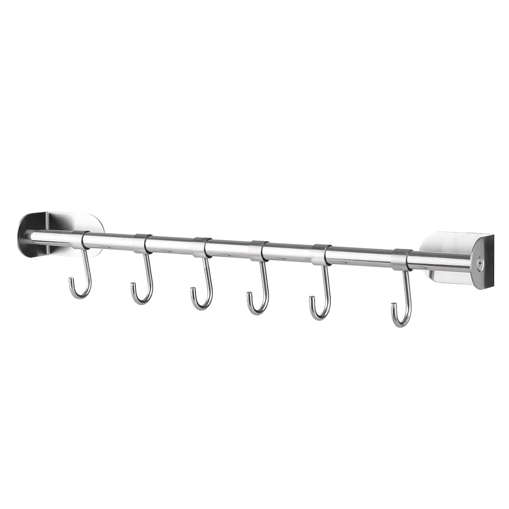 Kitchen Multifunction Rod & Hook Kitchen Rack Rod Hook Rail Pot Pan Lid Holder No Drilling Wall