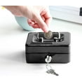 thumbnail image 6 of Pozyie Locking Steel Mini Cash Box with Removable Coin Tray and Key Lock for Kids,4.92" x 3.74" x 2.39",Grey, 6 of 7