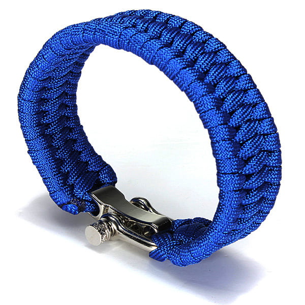 Survival Rope Paracord Bracelet Outdoor Camping Hiking Steel Shackle Buckle Gift 