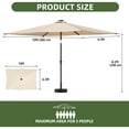thumbnail image 3 of Uforic 6.5' x 10' Patio Umbrellas with 26 LED Lights,Outdoor Portable Shade Market Table Umbrella with Push Button Tilt & Adjust Crank, UV Resistant, Khaki, 3 of 9