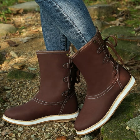 

Tawop Cow Girl Boots Winter For Flat Comfortable Outdoor Non-Slip Outdoor Mid-Calf Boots Purple Boots For Women High Knee Boots For Women