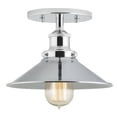 thumbnail image 2 of andante industrial factory semi flushmount ceiling lamp - polished chrome one-light fixture with metal shade exposed hardware - 5-inch canopy - downlight modern vintage linea di liara ll-c407-pc, 2 of 3