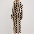 thumbnail image 4 of Robe Maxi Moulante pour Femmes Robe en Tricot à Rayures Ondulées Robe de Soirée (Kaki m), 4 of 6