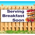 thumbnail image 1 of Serving Breakfast Soon 13 oz Vinyl Banner With Metal Grommets, 1 of 4