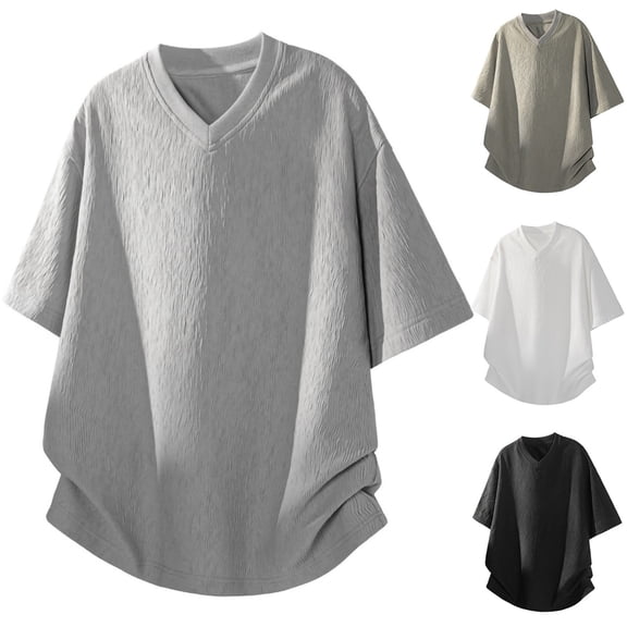 Men's Big and Tall V-Neck T-Shirts – Stretch Cotton Tee for Casual Wear – Sizes M-5XL (Regular & Longer Length) White