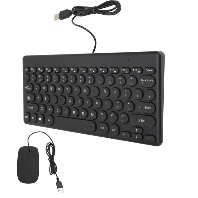 Wired Keyboard And Mouse Combo, 78 Keys Round Keycap 4 Mouse Buttons Wired Computer Keyboard Mouse USB Plug And Play Compatible With PC, Laptop