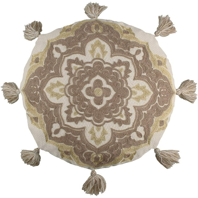 Villa Lugano by Levtex Home - Astrid - Decorative Pillow (16in. Round) - Medallion - Taupe, Cream and Beige