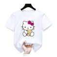 thumbnail image 1 of Camisetas de Hello Kitty para niños, camisa de manga corta con cuello redondo, informal, holgada, 3d, Anime, Verano, 1 of 3