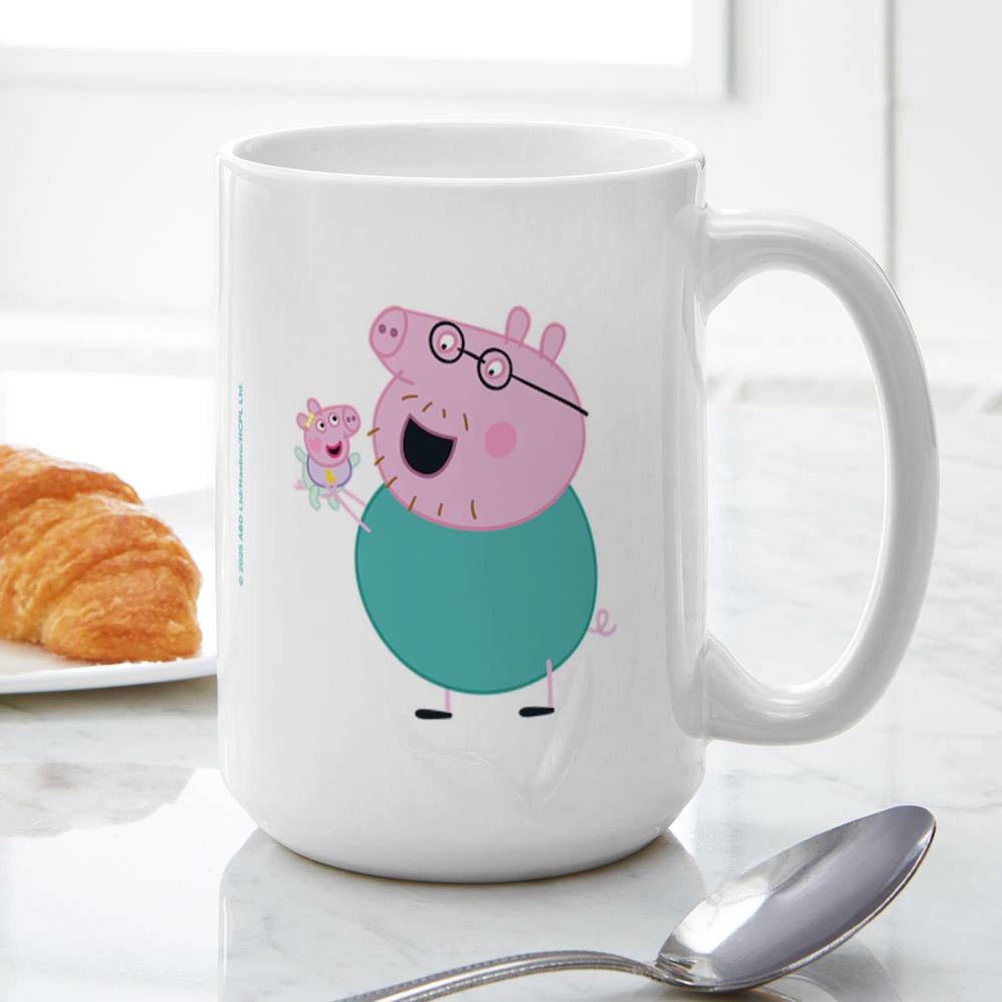 CafePress - Peppa Pig: Daddy Pig & Baby - 15 oz Ceramic Large White Novelty Mug
