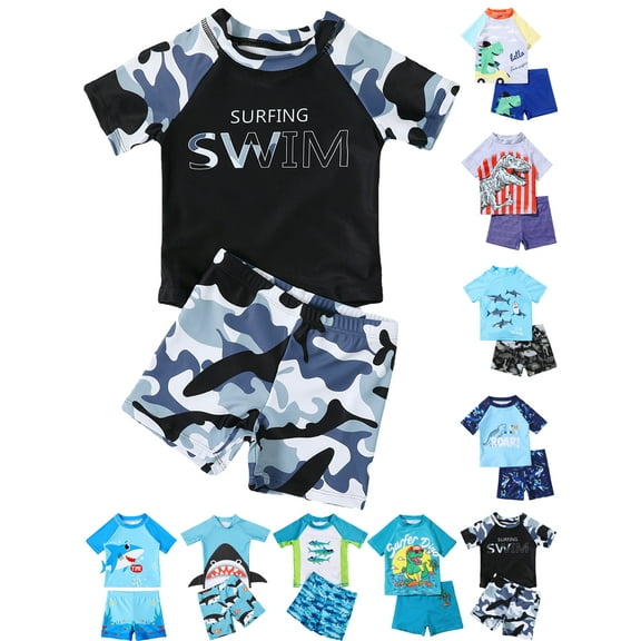 Bullpiano Two-Piece Sets Short Sleeve 82% Polyester, Swimsuit (Boy’s)