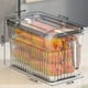 thumbnail image 2 of Organizador de refrigerador Infidev, contenedores apilables con tapas ventiladas y cesta de drenaje extraíble. Almacenamiento versátil de alimentos frescos de 3.7 L para frutas, verduras y huevos., 2 of 8