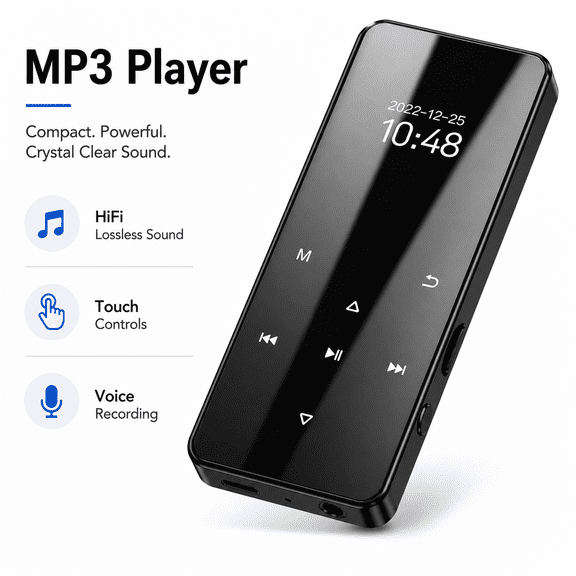 Bluetooth MP4 MP3 Player with FM Radio Voice Recorder, Lossless Music Player, Portable Media Player with Expandable 128GB Storage, Sport Mini Audio Player with Headphone Support