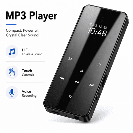 Bluetooth MP4 MP3 Player with FM Radio Voice Recorder, Lossless Music Player, Portable Media Player with Expandable 128GB Storage, Sport Mini Audio Player with Headphone Support