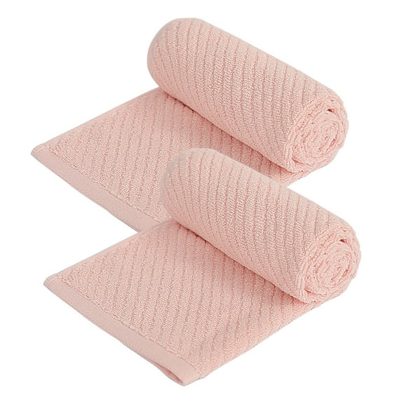 PiccoCasa 2PCS 100% Cotton Ribbed Hand Towels 13" x 29" Quick Dry Pink
