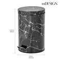 thumbnail image 3 of mDesign Metal/Steel 3.2 Gallon/12L Round Step Trash Can with Lid - Black Marble, 3 of 8