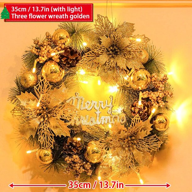 Guirnalda de navidad colgante para puerta y pared, adornos con luz LED para árbol de navidad, decoración del hogar, Año Nuevo 2024