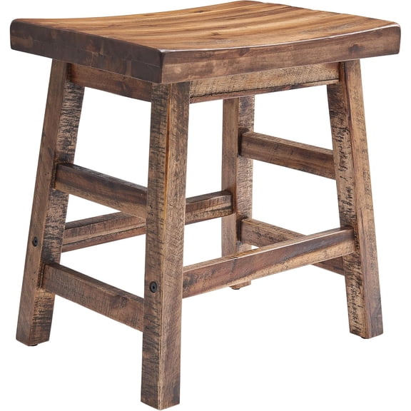 Alaterre Durango Solid Wood Rustic Bar Stool, Natural, 20-Inch | Dining Height Backless Barstool Kitchen Seating with Saddle Seat, Barstools for Kitchen, Dining Table, or Extra Seating