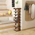 thumbnail image 2 of 7-Tier Wood Shoe Rack, Entryway Shoe Tower,Vertical Shoe Organizer, Wooden Shoe Storage Stand(Rustic Brown), 2 of 8