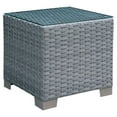 thumbnail image 1 of Furniture of America Condor Rattan Glass Top Patio End Table in Gray, 1 of 5
