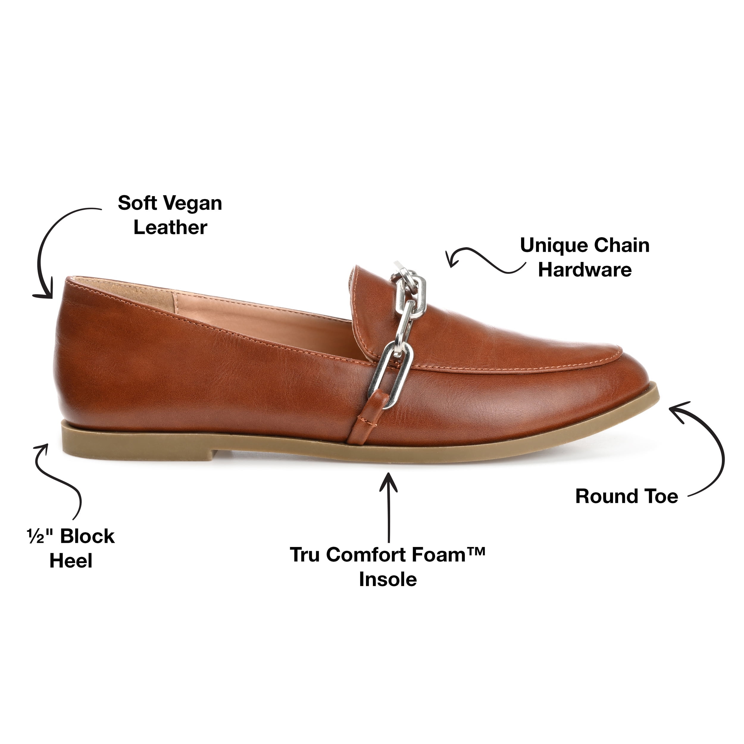 Journee Womens Madison Slip On Round Toe Loafer Flats