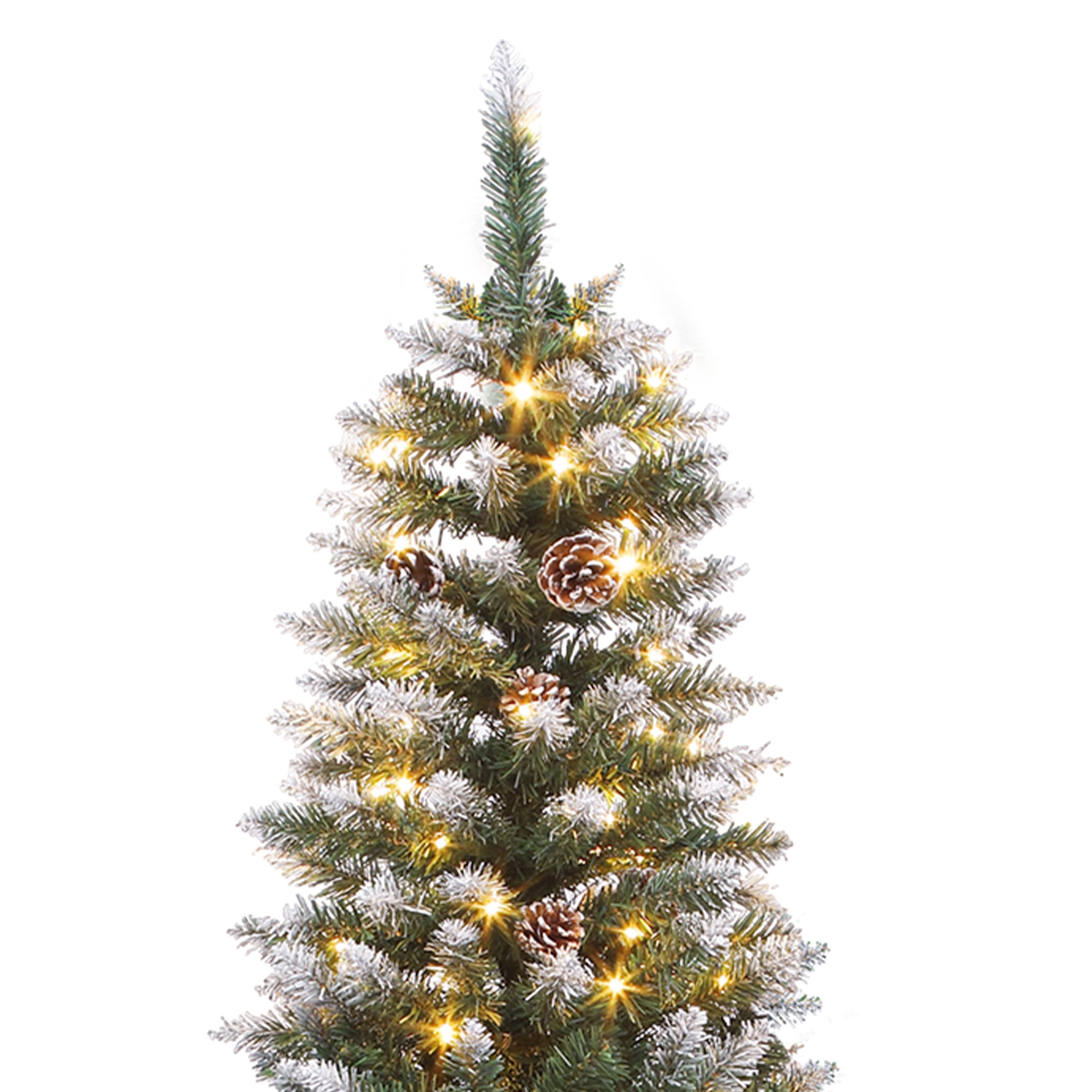 Uforic 6 ft Prelit Flocked Artificial Christmas Tree with 618 Tips & 250 Warm-white Lights, Remote Control, Green