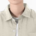 thumbnail image 4 of VgaVtl Oversized Collared Shirt Men Elbow-Length Summer Mens Clothes Breathable Everyday Button Casual Solid Color, 4 of 5