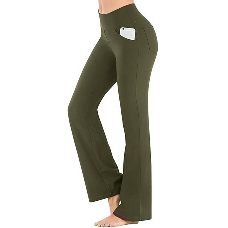Women's Bootcut Yoga Pants Flared w/ Pockets High Waist Workout