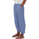 thumbnail image 1 of Pantalones Casual SCZ con estampado de rayas y botones en el lateral para mujer holgados con cintura elástica pierna recta bolsillo azul real 3xl, 1 of 5