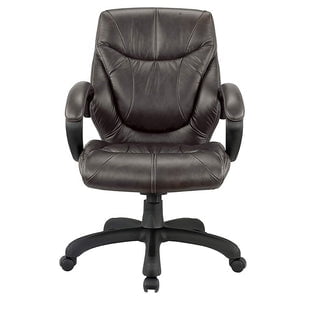 Nicer Furniture Genuine Leather Middle Back Executive Chair - Black