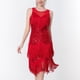 thumbnail image 3 of Gibobby Vestidos noche Vestido baile con borlas lentejuelas europeas y , vestido baile, vestido actuación baile en escenario, vestido actuación, vestido baile（Rojo， L), 3 of 5