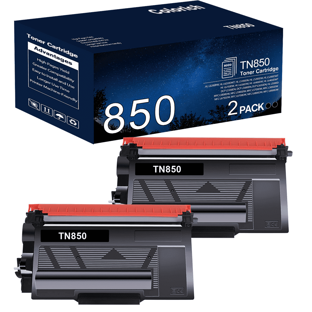 Cartuccia toner TN850 TN-850, confezione da 2: compatibile TN 850, ad alta resa, di ricambio per stampante Brother HL-L6200DW MFC L5850DW L5900DW MFC-L5900DW HL-L5100DN MFC-L5850DW