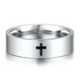 thumbnail image 5 of 6mm Black Cross Band Titanium Steel Women Men's Engagement Silver Ring Size 5-13, 5 of 6
