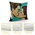 thumbnail image 4 of Shangniulu Kissing Couple Pop Art Style Romantic Valentines Day Theme Comic and Passion, Decorative Square Pillow Case, 4 of 5