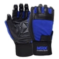 thumbnail image 3 of MRX Weight Lifting Gloves Leather Workout Glove with Long Wrist Strap Blue 2X-Large, 3 of 7