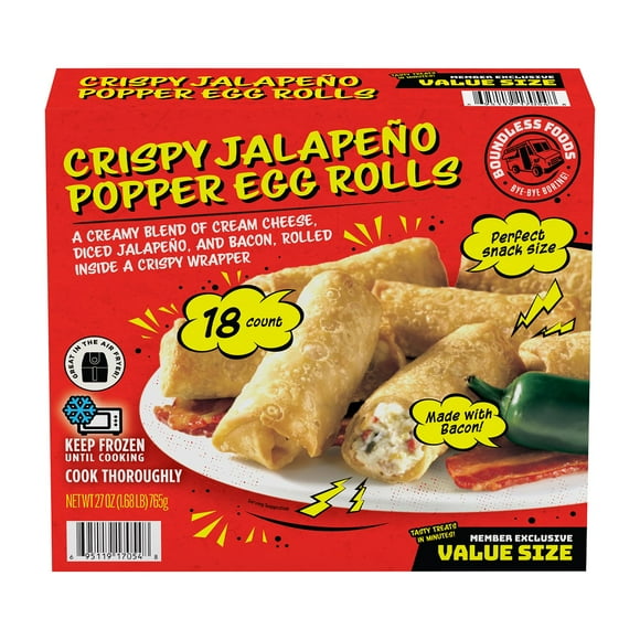 Boundless Foods Crispy JalapeƱo Popper Egg Roll, Frozen, 18 ct.