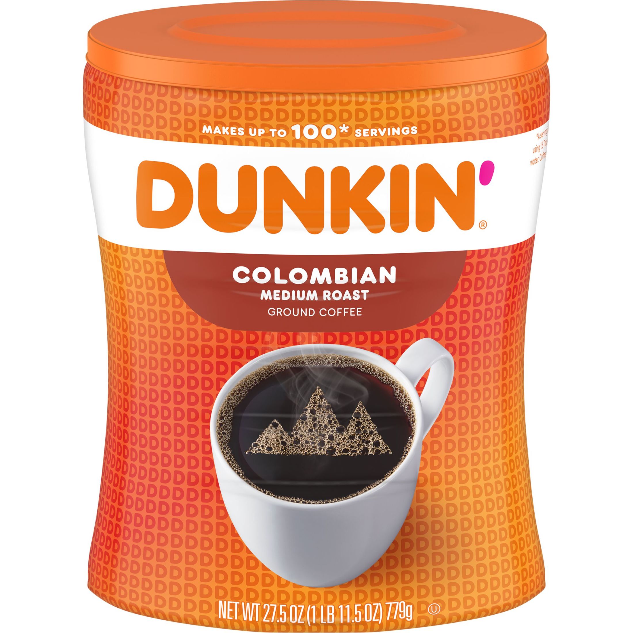 Dunkin’ Colombian Medium Roast Ground Coffee, 27.5 oz Canister
