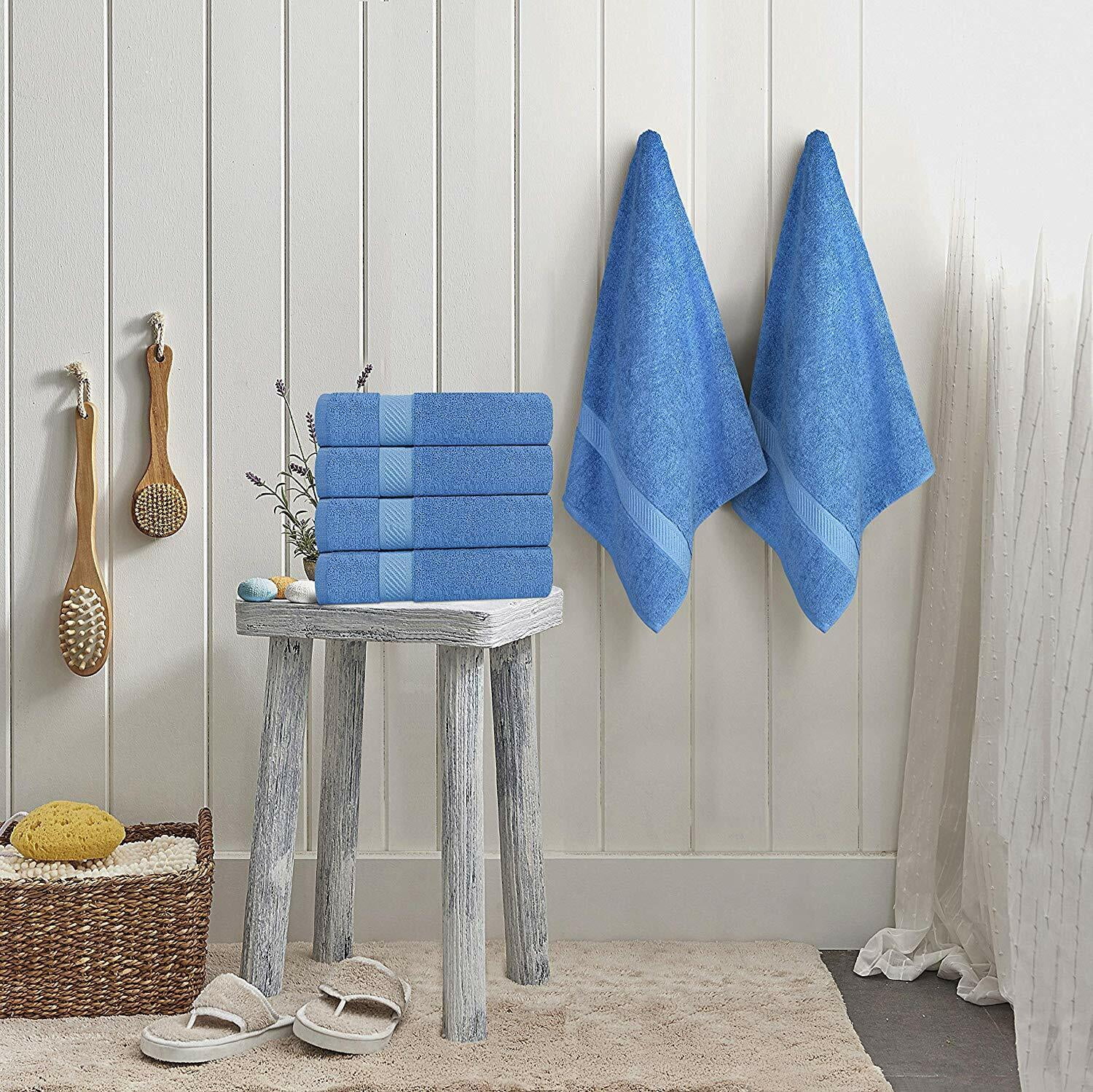 Pack 6 Cotton Bath Towels 22x44 Inch Super Absorbent  For Pool Spa