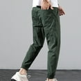 thumbnail image 3 of MRULIC jeans for men Fashionable Men's Plus Trousers Loose Size Feet With Tied Tracksuit Pants Men's pants Men Casual Pants Green + L, 3 of 9