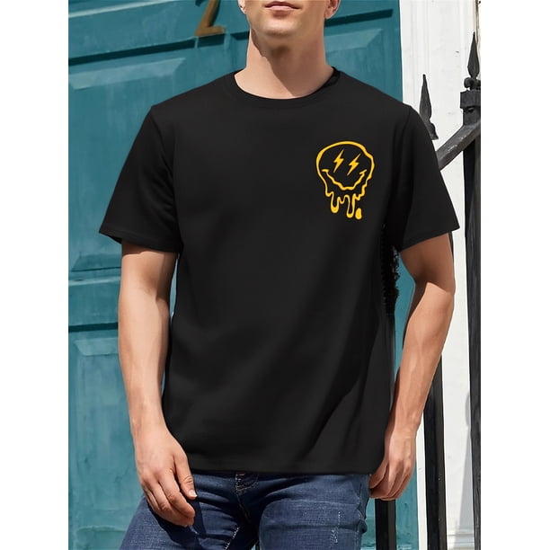 Camiseta con estampado gráfico de cara sonriente para hombre, ideal para verano, para adultos, hombres, mujeres, adolescentes, jóvenes y para el tiempo libre.