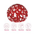 thumbnail image 5 of Kdxio Red Christmas Cheer. Print Shower Cap for Women,Elastic and Reusable,Double Waterproof Layers Bathing Hat, 5 of 6