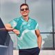 thumbnail image 4 of Fotbe Teal Turquoise 1 Camiseta Polo de Golf para Hombre con Estampado – Camisa Deportiva Transpirable con Cuello Abotonado-Small, 4 of 6