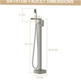thumbnail image 3 of JERFIT Freestanding Bathtub Faucet with Hand Shower, 360° Rotatable Waterfall Spout, Brushed Nickel Floor Mount Tub Filler for Standard Bathroom, 3 of 9