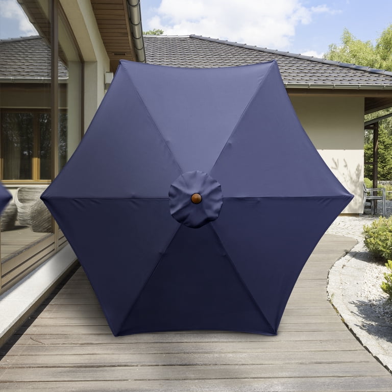 cural coast patio umbrellas Frankford Emerald Coast 6.5' Wood Beach Umbrella with Steel Ribs