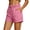 Pink, variant on Women's Utility Shorts with Pockets, Casual Solid Color Elastic Waist Twill Shorts, Summer Lightweight Everyday Cuffed Hem Chino Basic Shorts